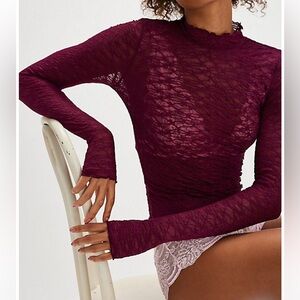 Free People Intimately | From The Start Mockneck Long Sleeve Textured Top - NWT